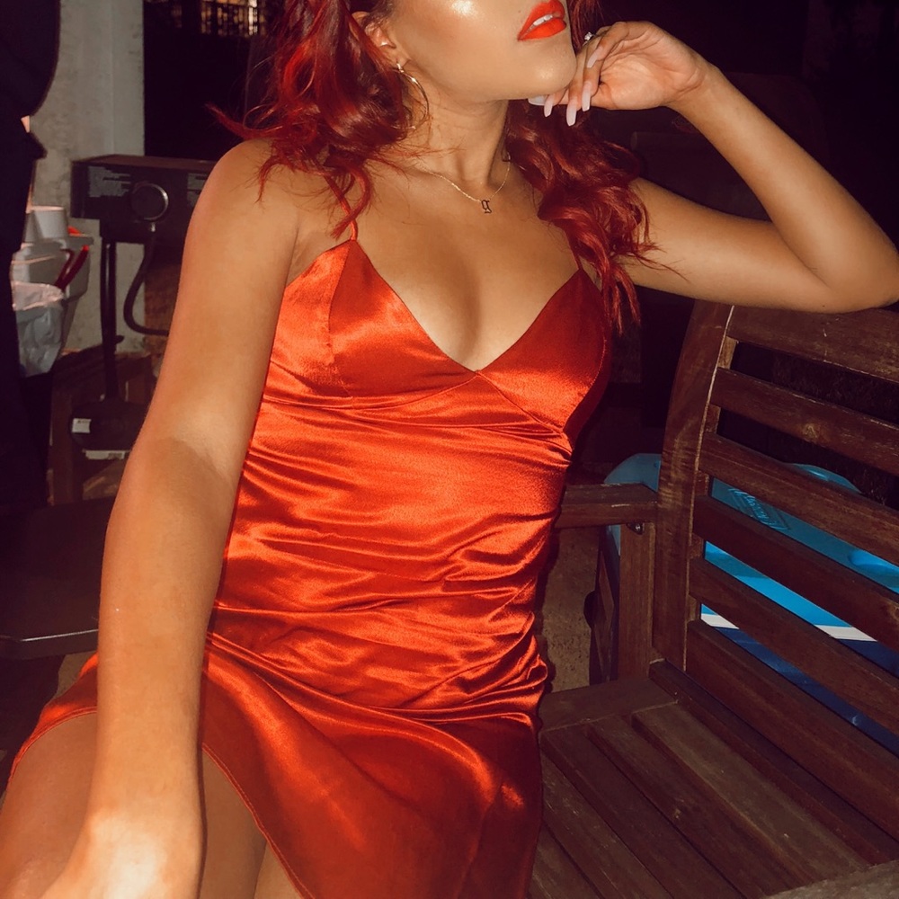 Satin Red Dress